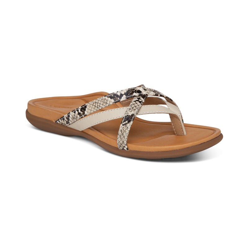 Aetrex Womens Kala Multi Strap Thong Sandals Snake - a34WcSYD9